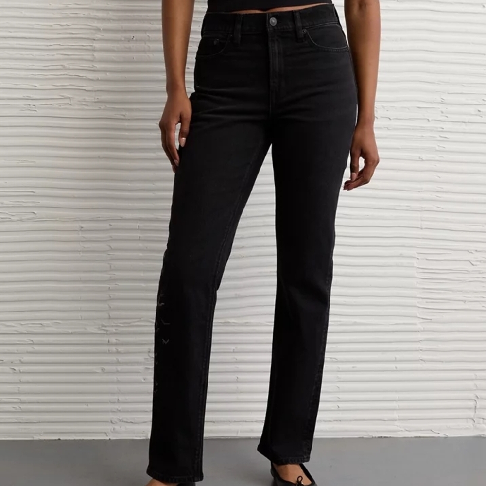 NWTAmerican Eagle Outfitters Black Straight Leg Jeans Size 2/26